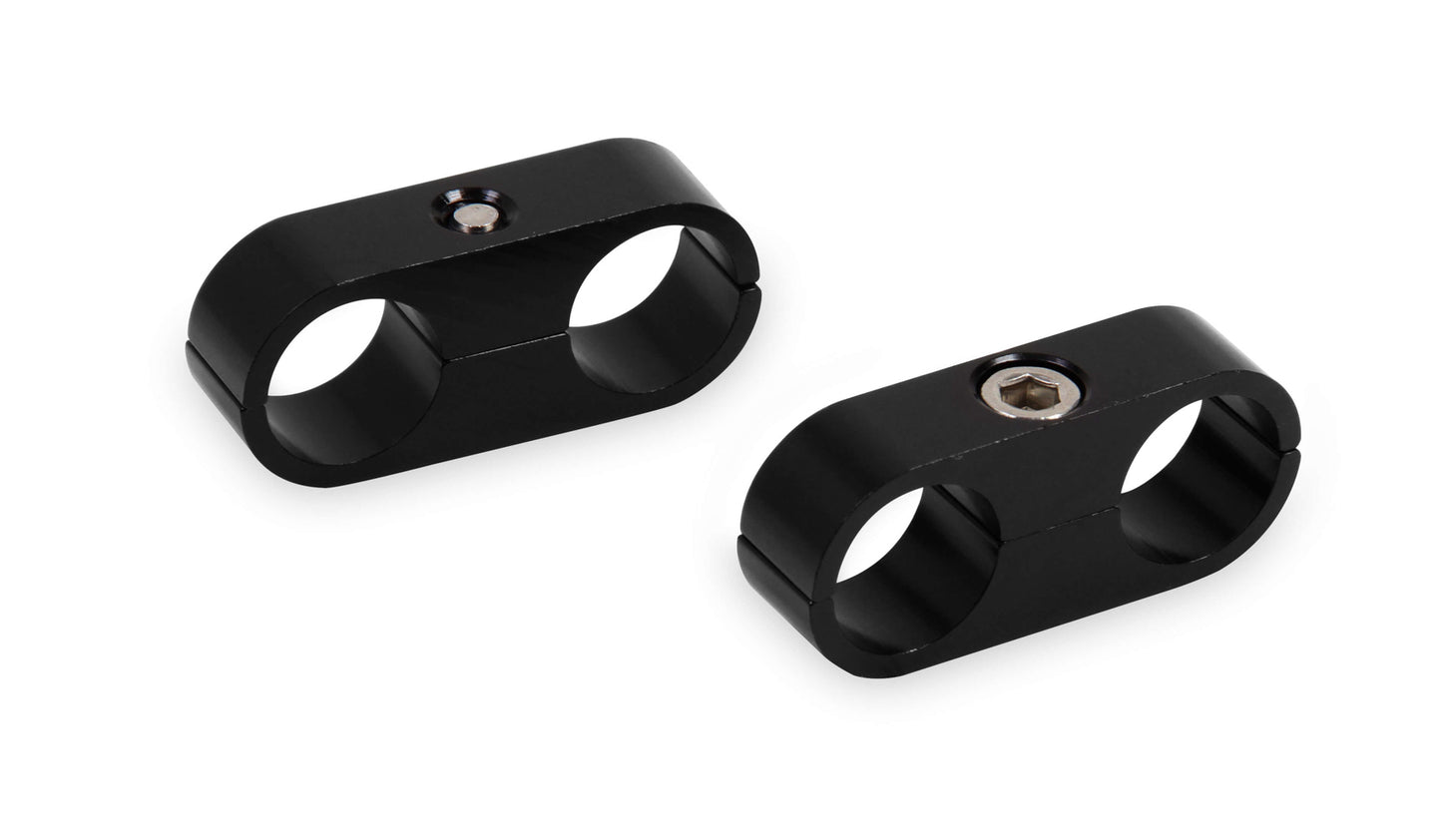 Hose / Tube Separators - Two 0.562 in Holes - Aluminum - Black Anodized - Pair