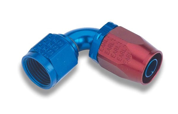 Fitting - Hose End - Auto-Fit - 90 Degree - 10 AN Hose to 10 AN Female - Aluminum - Blue / Red Anodized - Each