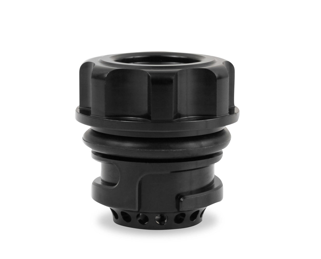Oil Fill Cap - Twist-On - 10 AN Female O-Ring Vent - Aluminum - Black Anodized - Each