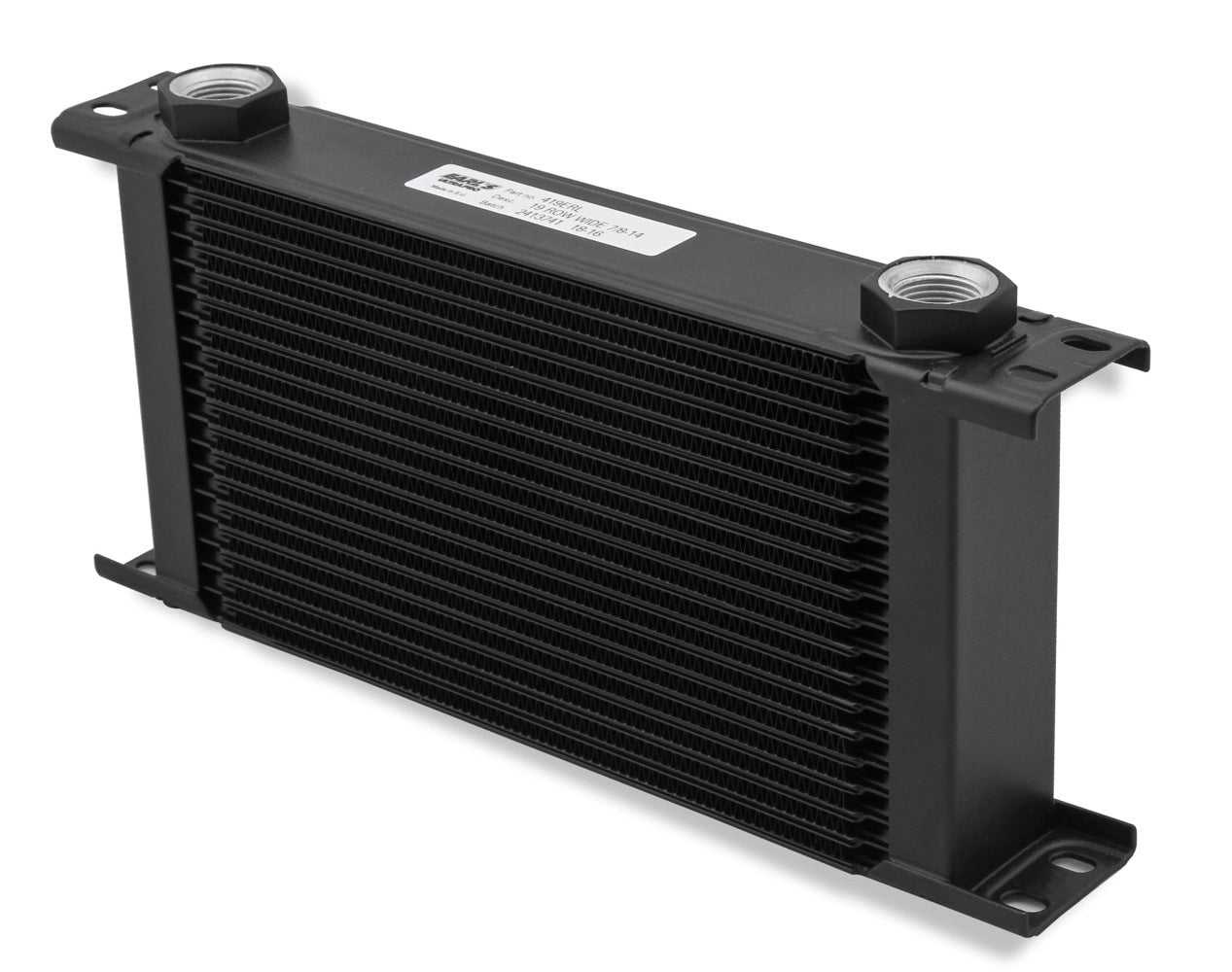 Fluid Cooler - 5.75 x 13 x 2 in - Plate Style - 10 AN female O-Ring Inlet / Outlet - Aluminum - Black Powder Coat - Kit
