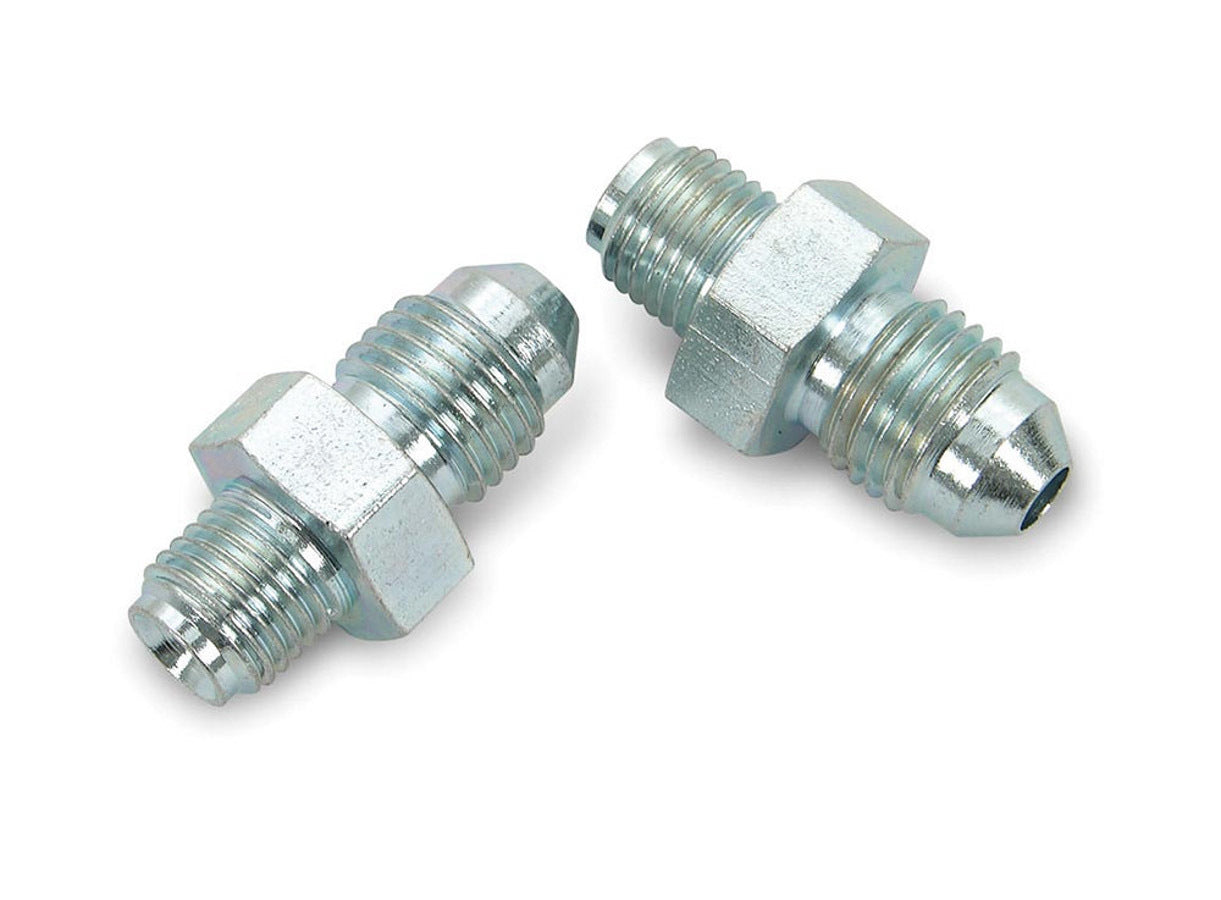 Fitting - Adapter - Straight - 4 AN Male to 3/8-24 in Inverted Flare Male - Short - Steel - Natural - 3/16 in Hardline - Pair