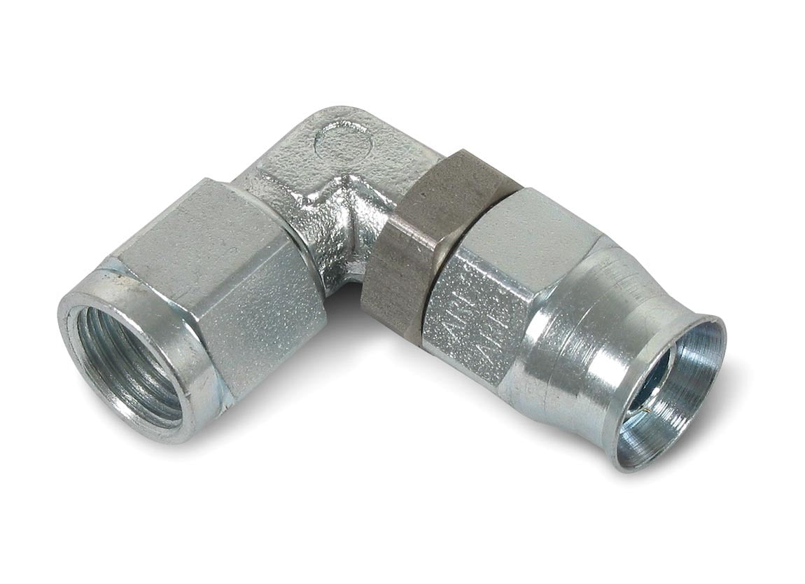 Fitting - Hose End - Speed Seal - 90 Degree - Adjustable - 3 AN Hose to 3 AN Female - Steel - Natural - Each