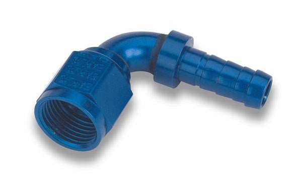 Fitting - Hose End - Auto-Mate - 90 Degree - 6 AN Hose Barb to 6 AN Female - Aluminum - Blue Anodized - Each