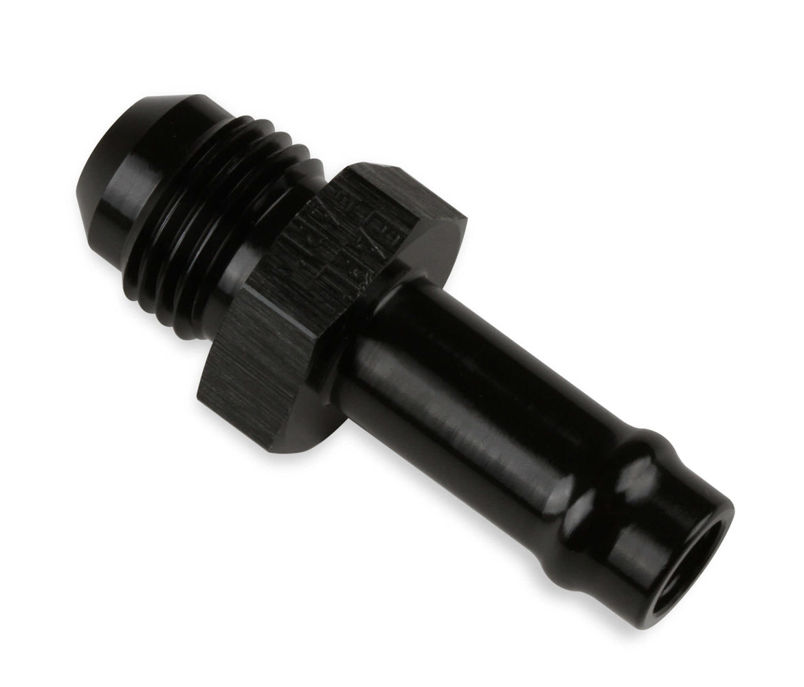 Fitting - Vapor Guard - Adapter - Straight - 6 AN Male to 3/8 in Hose Barb - Aluminum - Black Anodized - Each