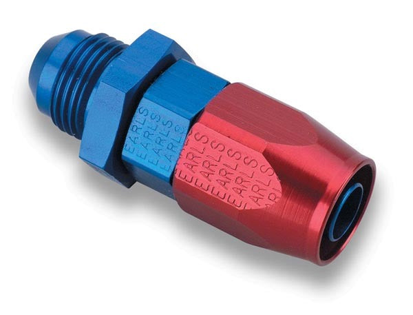 Fitting - Hose End - Swivel-Seal - Straight - 6 AN Hose to 6 AN Male Flare / O-Ring - Swivel - Aluminum - Blue / Red Anodized - Each