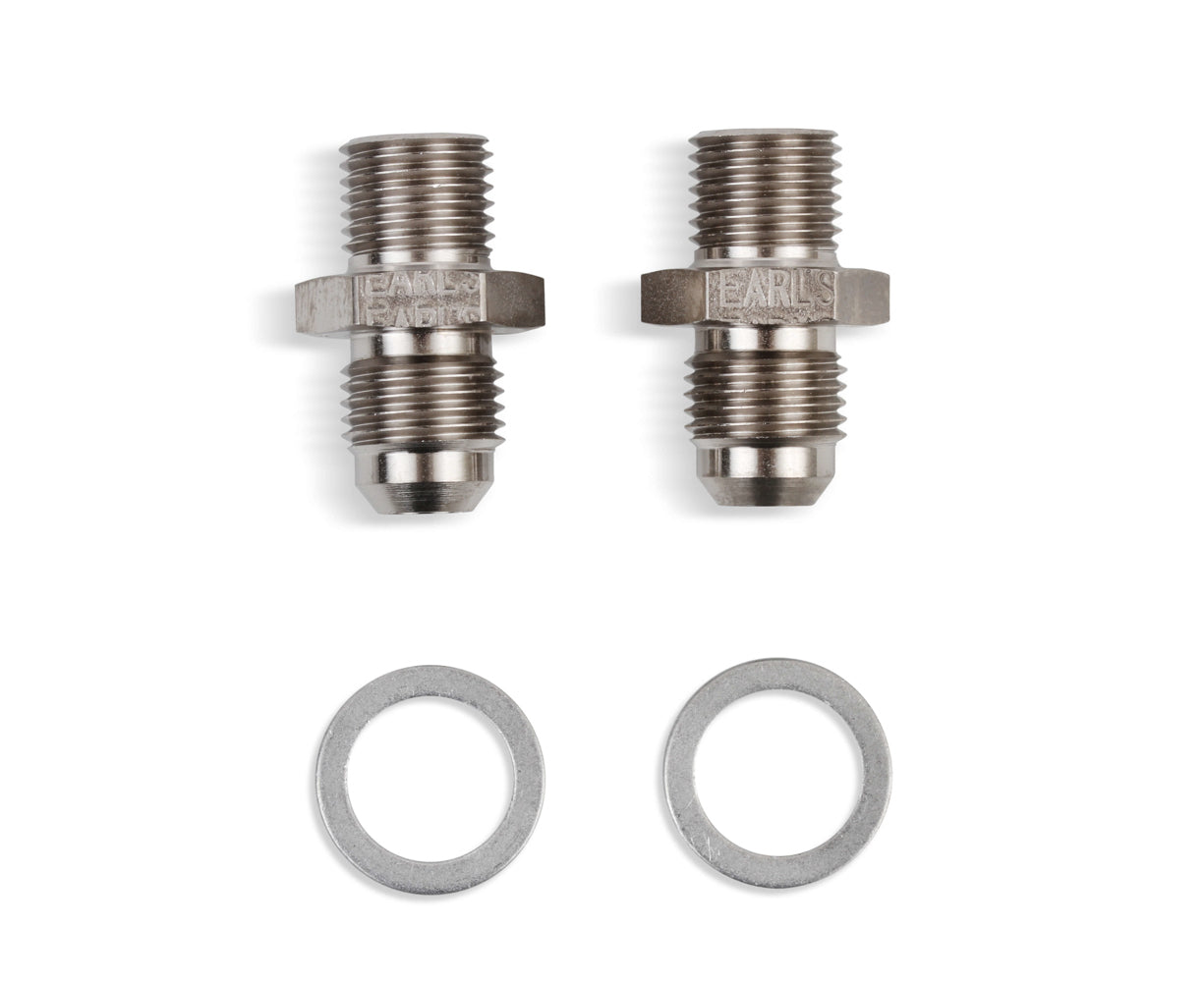 Fitting - Adapter - Straight - 6 AN Male to 1/4 NPSM Male - Crush Washer - Steel - Nickel Plated - Pair
