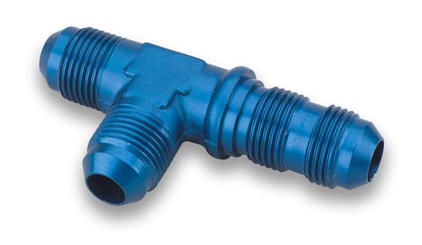 Fitting - Bulkhead Tee - 3 AN Male x 3 AN Male x 3 AN Male Bulkhead - Aluminum - Blue Anodized - Each