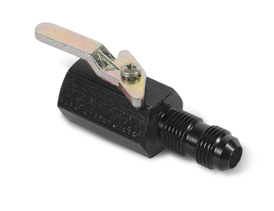 Shut Off Valve - Manual - 1/2 in NPT Female to 10 AN Bulkhead - 2-3/4 in Length - Aluminum - Black Anodized - Each