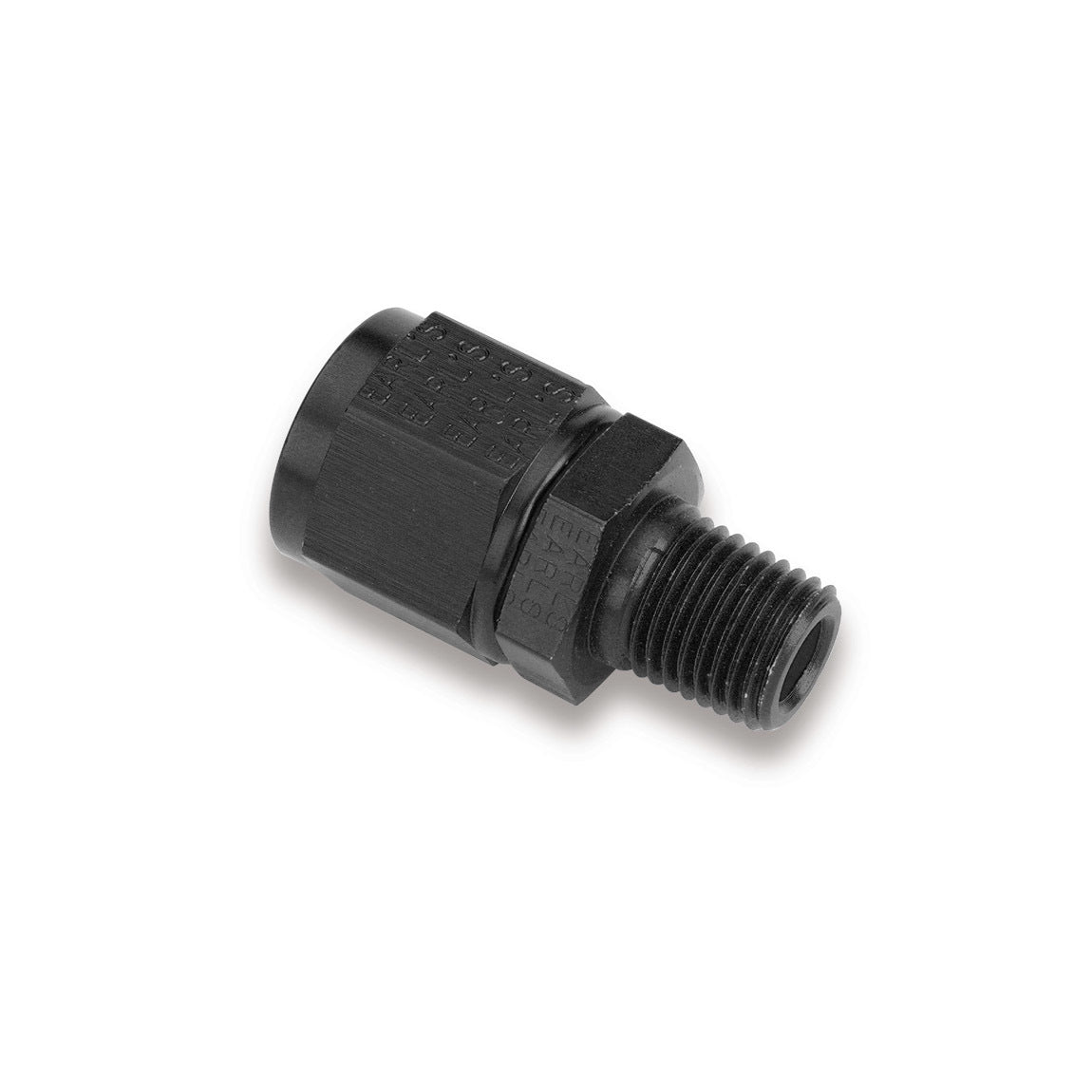 Fitting - Adapter - Straight - 10 AN Female Swivel to 1/2 in NPT Male - Aluminum - Black Anodized - Each