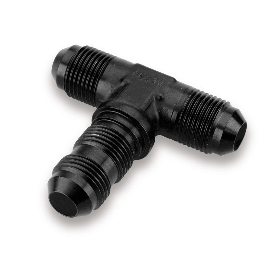 Fitting - Bulkhead Tee - 3 AN Male x 3 AN Male x 3 AN Male Bulkhead - Aluminum - Black Anodized - Each