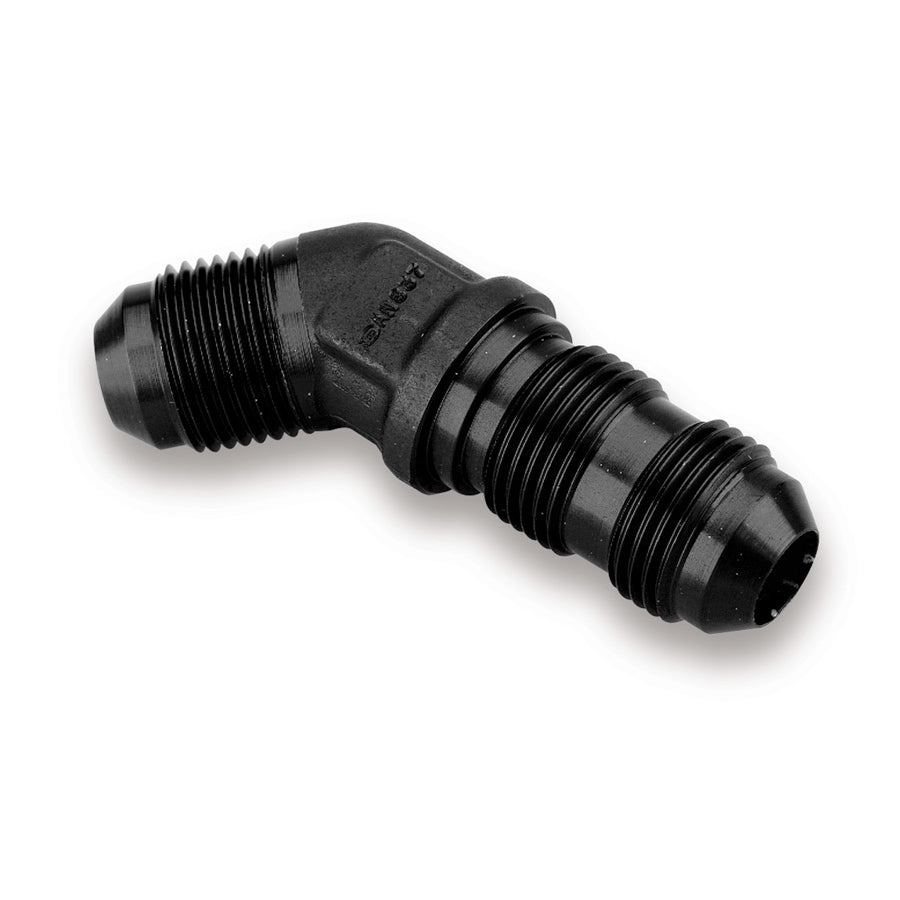 Fitting - Bulkhead - 45 Degree - 3 AN Male to 3 AN Male Bulkhead - Aluminum - Black Anodized - Each