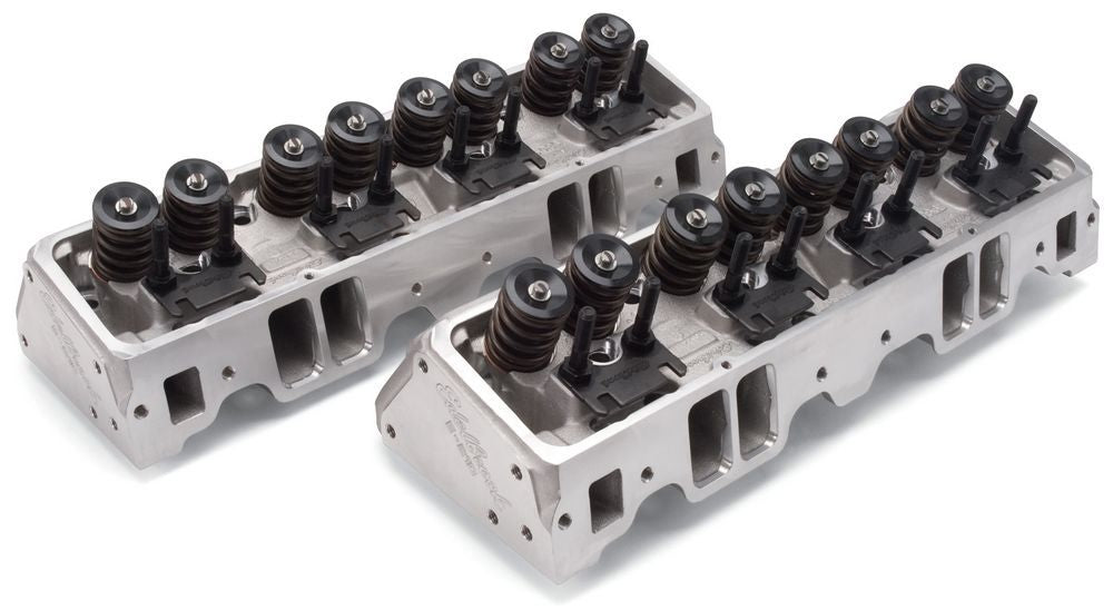 Cylinder Head - E-Series E-210 - Assembled - 2.080 / 1.600 in Valve - 210 cc Intake - 64 cc Chamber - 1.460 in Springs - Straight Plug - Aluminum - Small Block Chevy - Pair