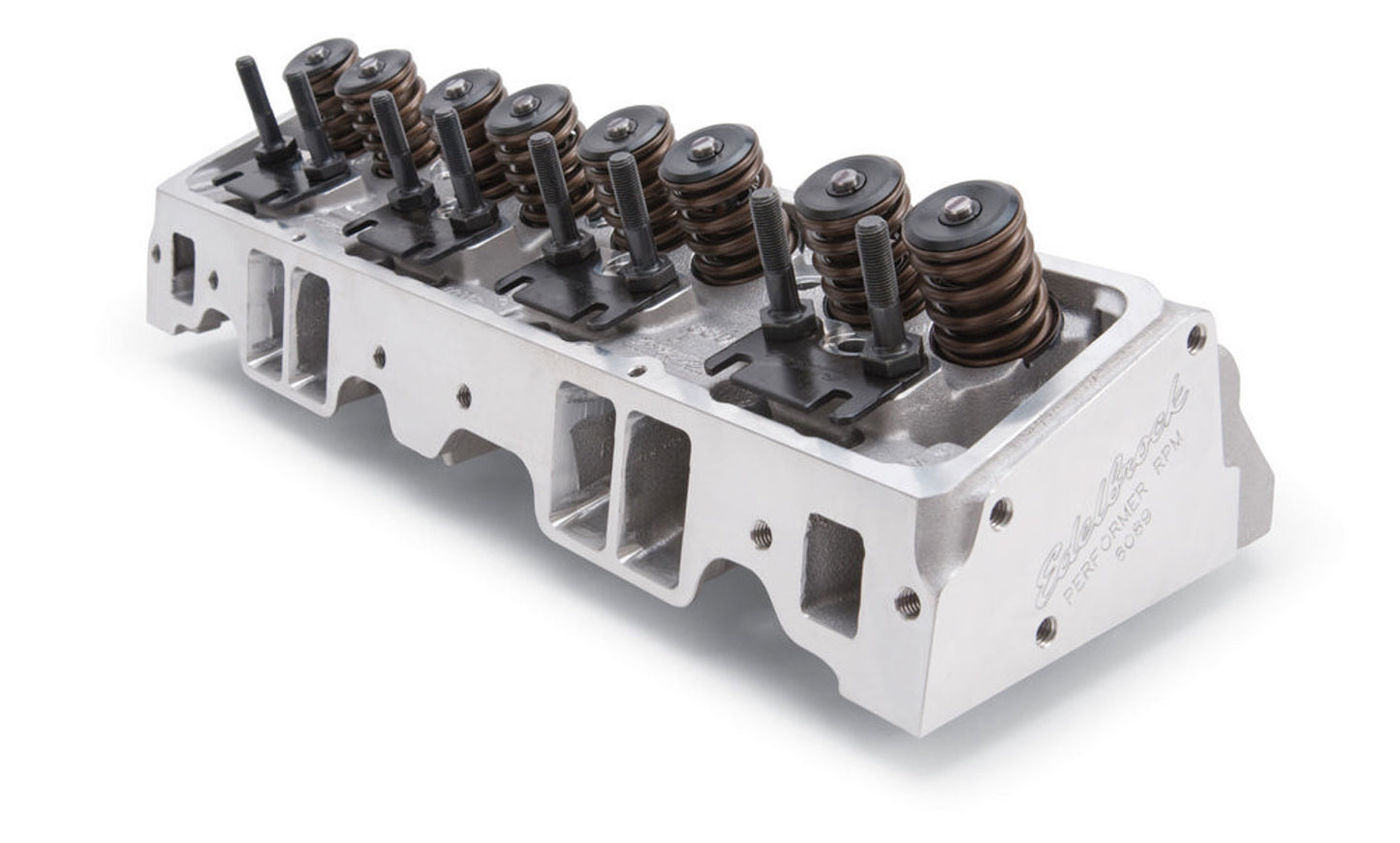 Cylinder Head - Performer RPM - Assembled - 2.020 / 1.600 in Valve - 195 cc Intake - 64 cc Chamber - 1.460 in Springs - Straight Plugs - Aluminum - Small Block Chevy - Each