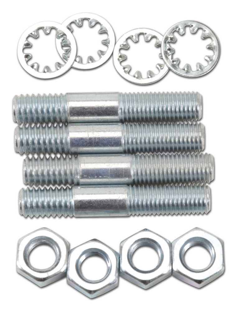 Carburetor Stud - 5/16-18 and 5/16-24 in Thread - 1.75 in Long - Hex Nuts - Steel - Zinc Oxide - Set of 4