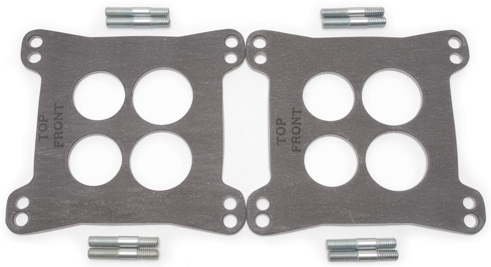 Carburetor Base Plate Gasket - 4-Barrel - 4-Hole - 0.0125 in Thick - Insulator - Hardware Included - Composite - Square Bore - Dual Quad - Kit