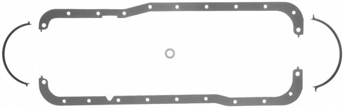 Oil Pan Gasket - 0.094 in Thick - Trimmed / Notched - Multi-Piece - Steel Core Rubber Coated Fiber - Small Block Ford - Kit