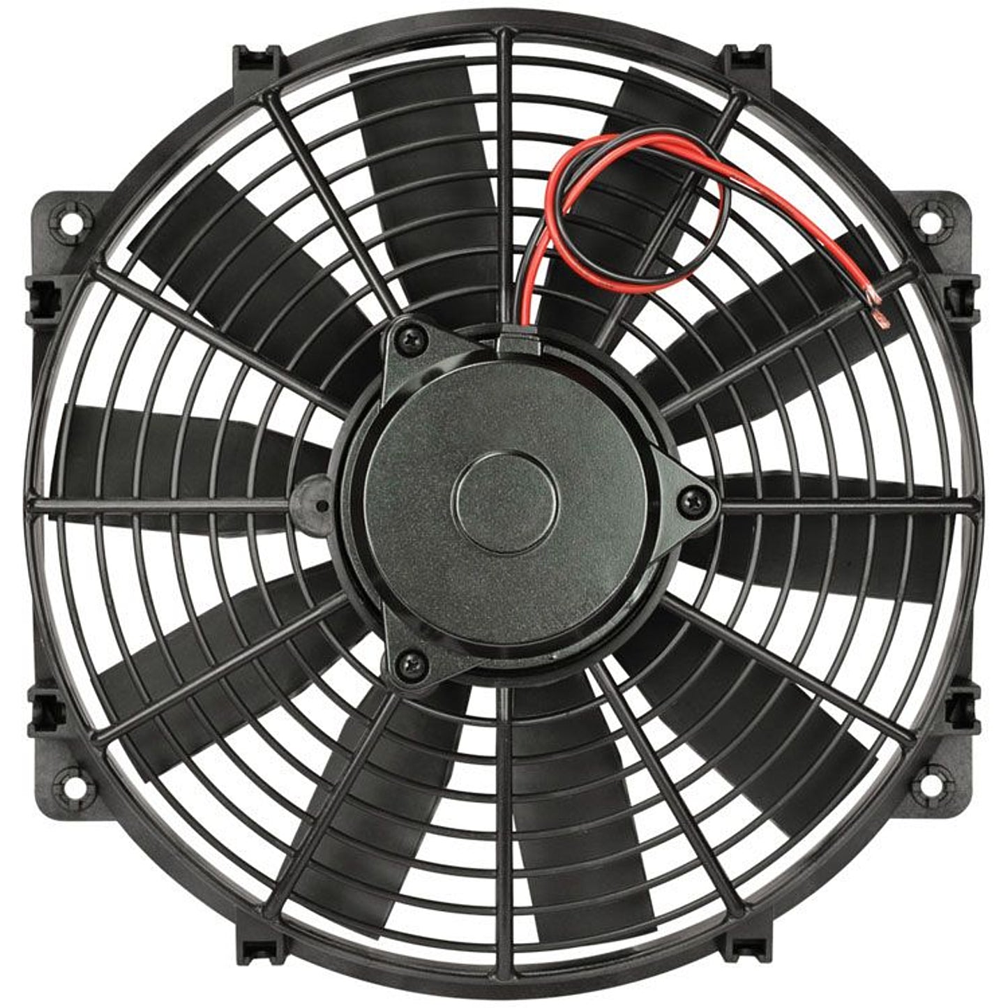 Electric Cooling Fan - Trimline - 12 in Fan - Puller|Pusher - 1105 CFM - 12V - Straight Blade - 13 x 12 in - 3-1/2 in Thick - Plastic - Black - Each