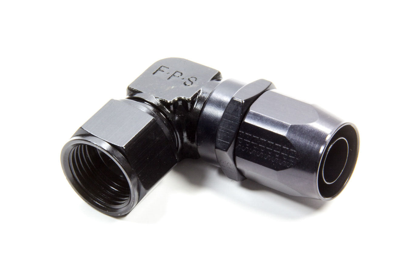 Fitting - Hose End - 3000 Series - Low Profile - 90 Degree - 12 AN Hose to 12 AN Female - Swivel - Aluminum - Black Anodized - Each