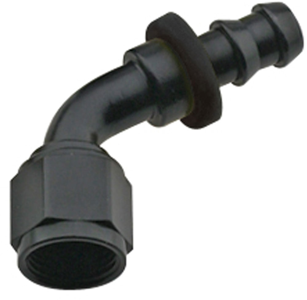 Fitting - Hose End - 8000 Series Push-Lite - 60 Degree - 12 AN Hose Barb to 12 AN Female - Aluminum - Black Anodized - Each