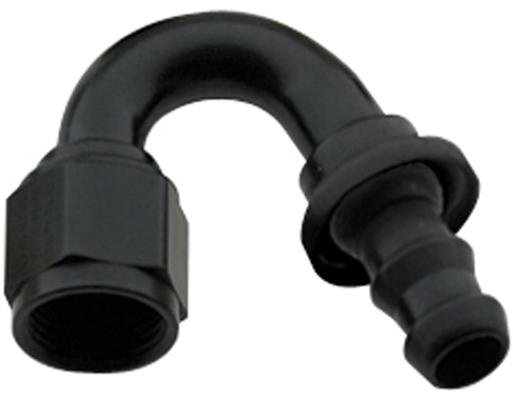 Fitting - Hose End - 8000 Series Push-Lite - 150 Degree - 16 AN Hose Barb to 16 AN Female - Aluminum - Black Anodized - Each