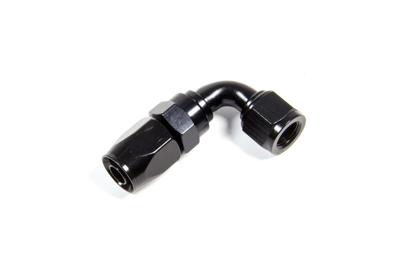 Fitting - Hose End - 2000 Series Pro-Flow - 90 Degree - 8 AN Hose to 6 AN Female - Aluminum - Black Anodized - Each