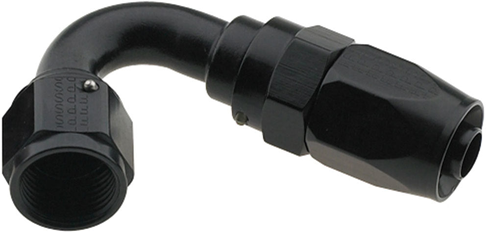 Fitting - Hose End - 2000 Series Pro-Flow - 120 Degree - 6 AN Hose to 6 AN Female - Swivel - Aluminum - Black Anodized - Each