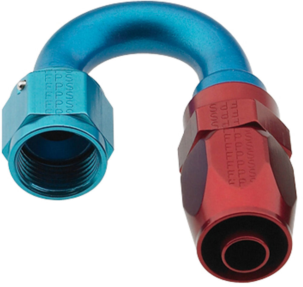 Fitting - Hose End - 2000 Series Pro-Flow - 180 Degree - 10 AN Hose to 10 AN Female - Swivel - Aluminum - Blue / Red Anodized - Each