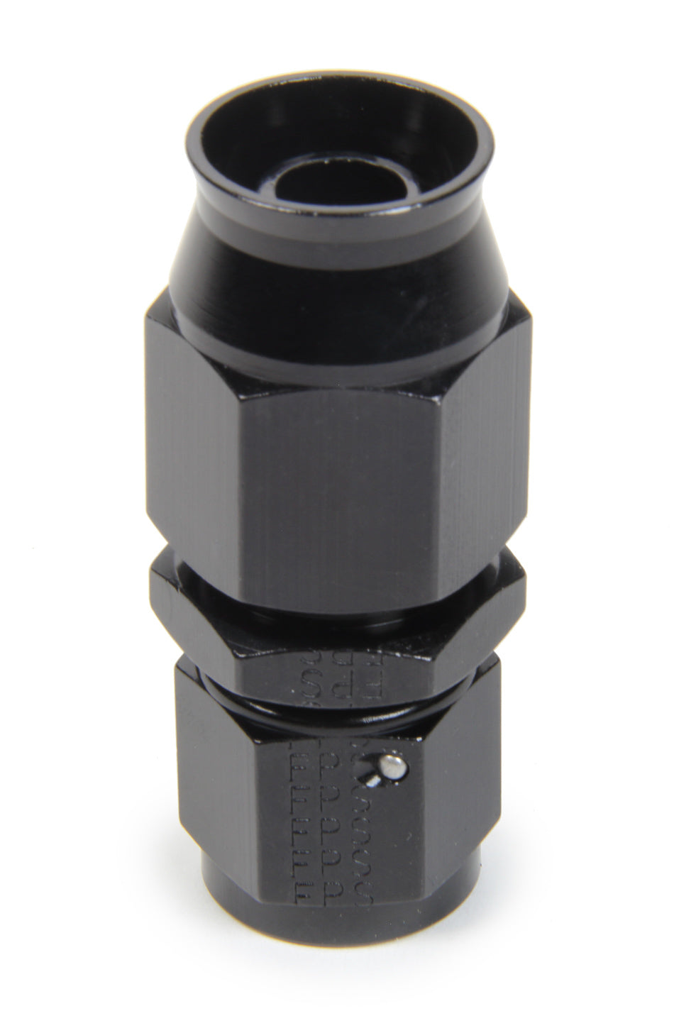 Fitting - Hose End - Race-Rite - PTFE Hose - Straight - 8 AN Hose Barb to 8 AN Female - Swivel - Aluminum - Black Anodized - Each