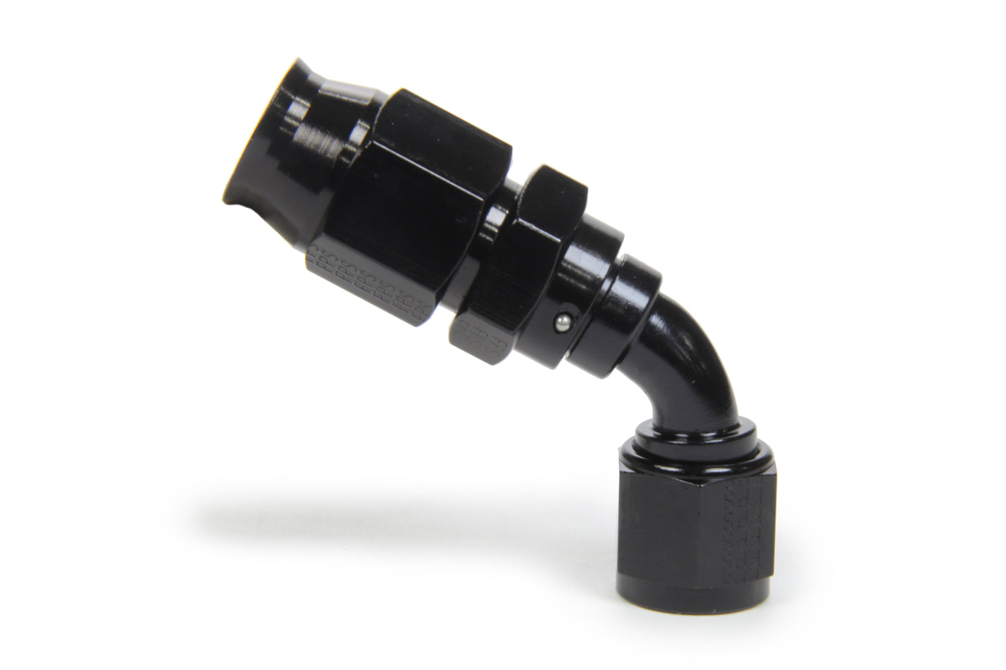 Fitting - Hose End - Race-Rite - PTFE Hose - 60 Degree - 8 AN Hose to 8 AN Female - Swivel - Aluminum - Black Anodized - Each