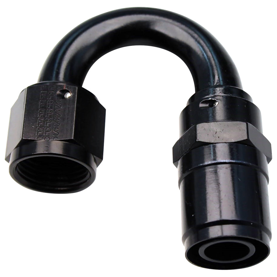 Fitting - Hose End - Crimp-On - 180 Degree - 16 AN Hose Crimp to 16 AN Female - Aluminum - Black Anodized - Each