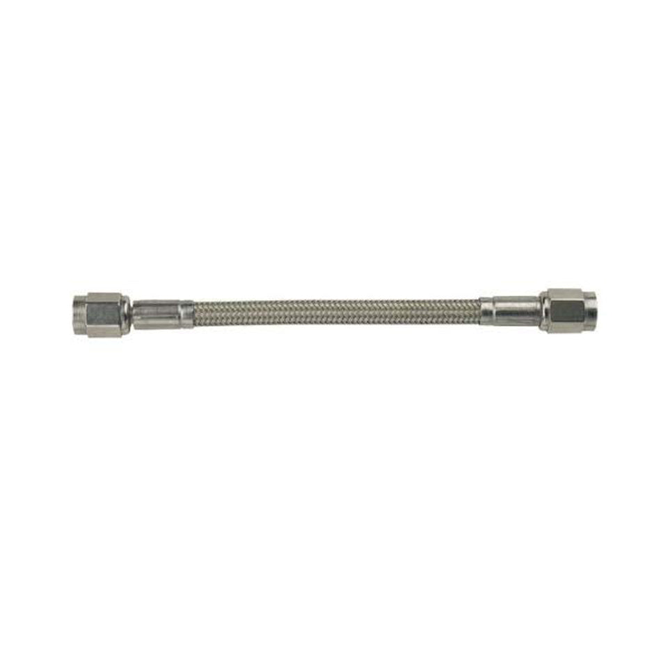 AN Hose Assembly - 8 in Long - 3 AN Hose - 3 AN Straight to 3 AN Straight Female - Braided Stainless - Black Plastic Coated - PTFE - Each