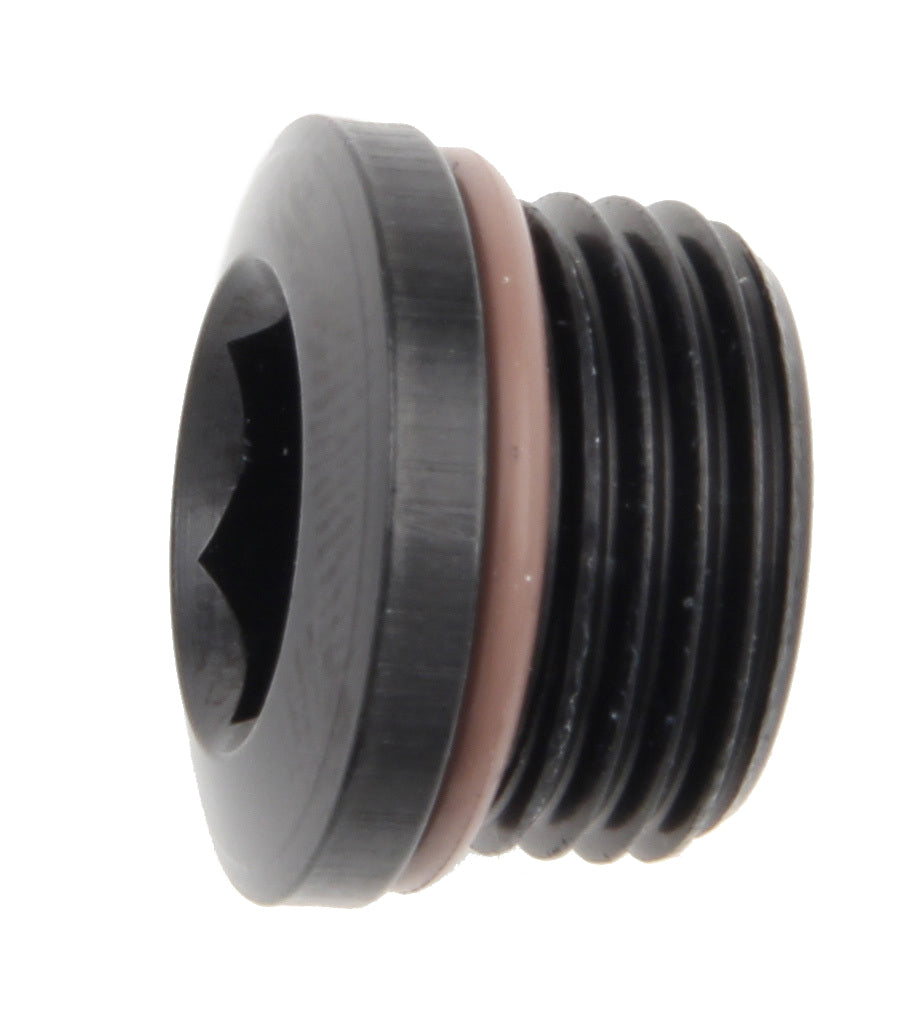 Fitting - Plug - 8 AN - O-Ring - Allen Head - Aluminum - Black Anodized - Each