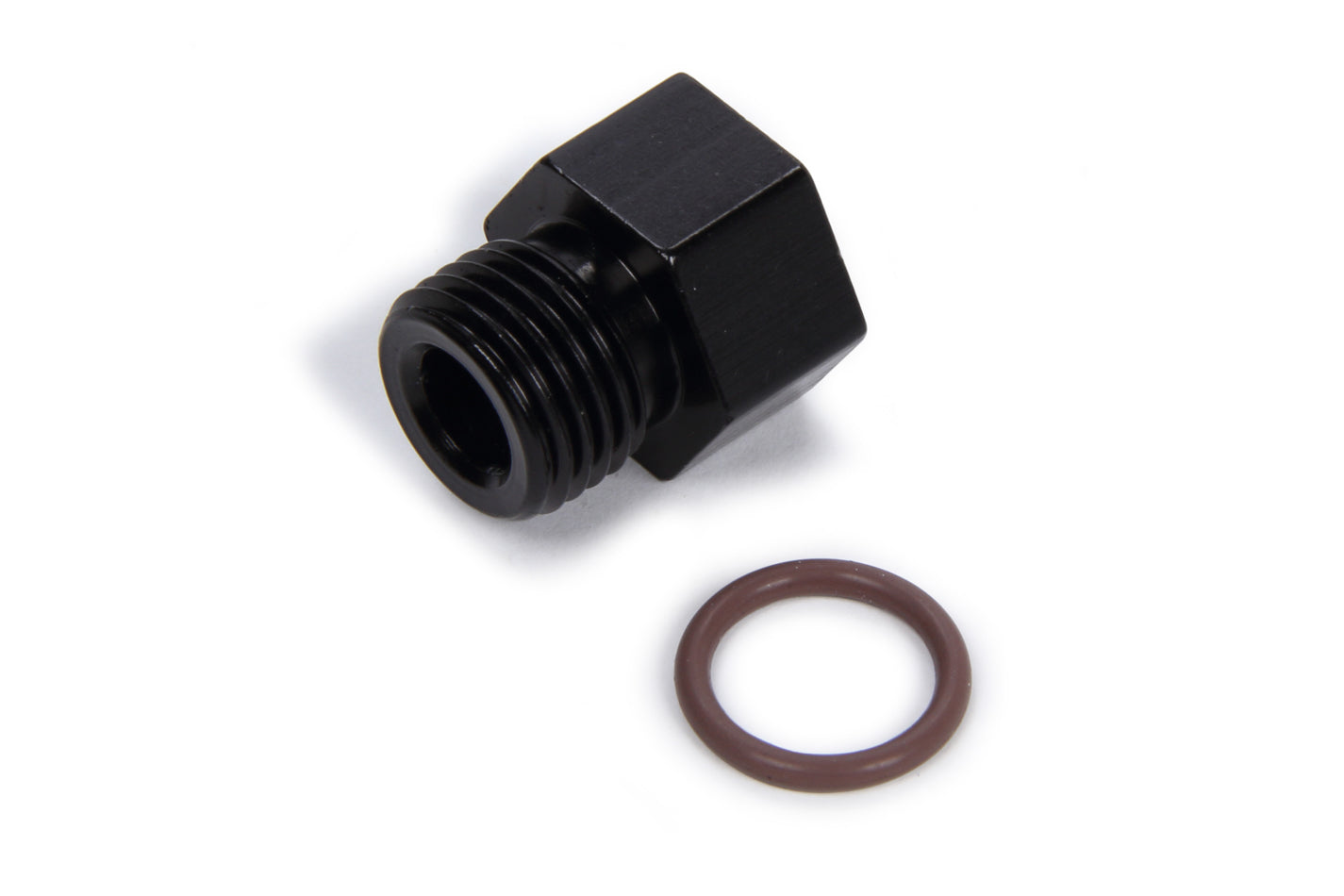 Fitting - Bushing - 1/8 in NPT Female to 6 AN Male - Aluminum - Black Anodized - Each