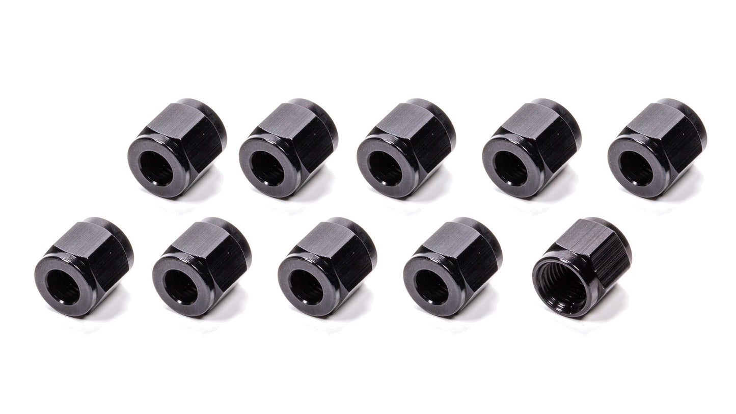 Fitting - Tube Nut - 4 AN - 1/4 in Tube - Aluminum - Black Anodized - Set of 10