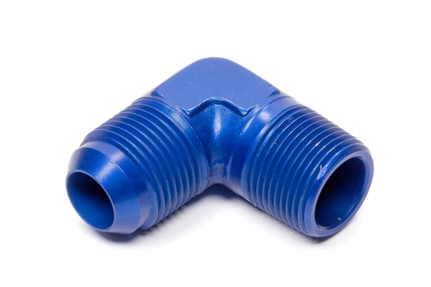 Fitting - Adapter - 90 Degree - 10 AN Male to 1/2 in NPT Male - Aluminum - Blue Anodized - Each