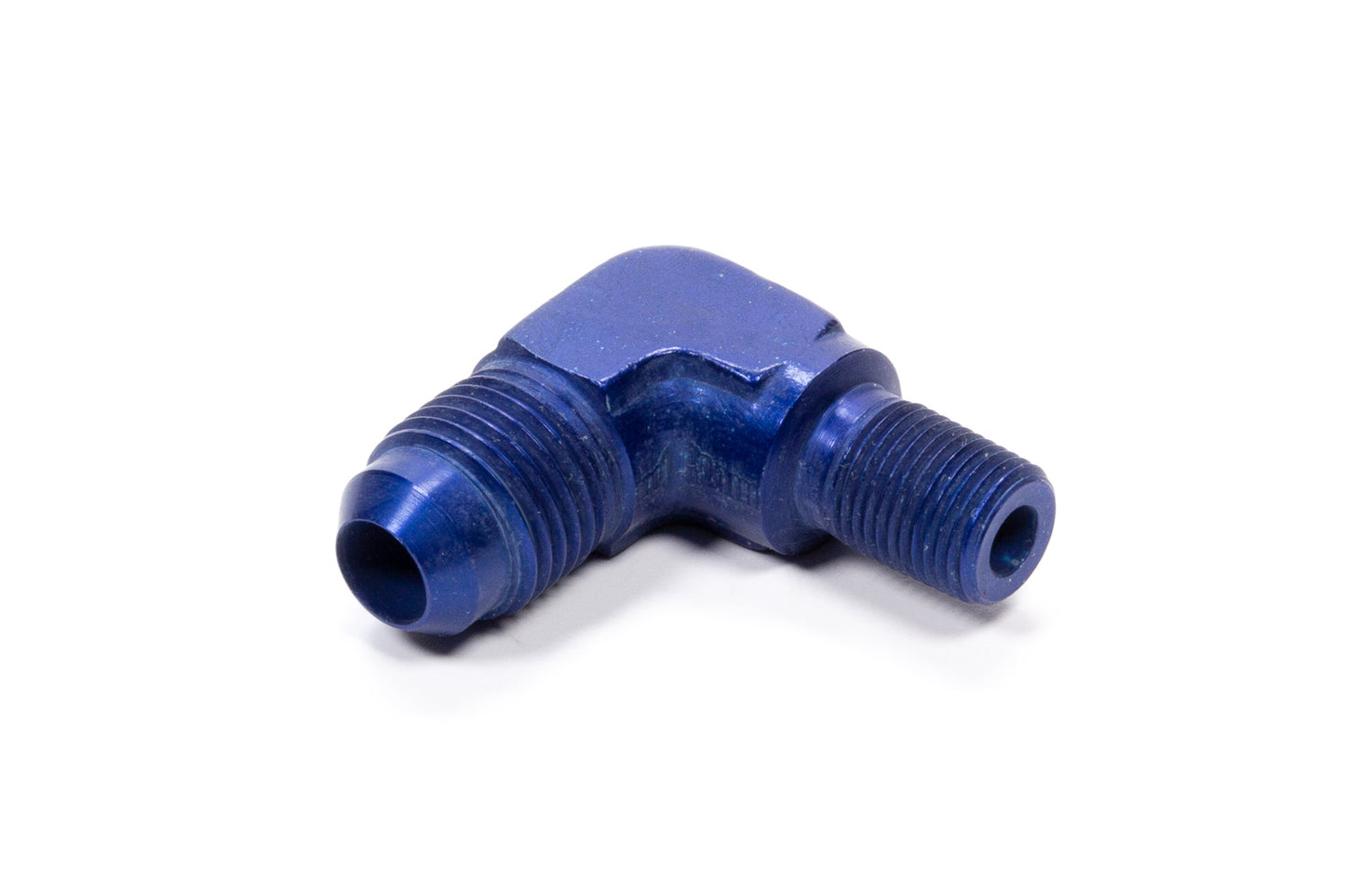 Fitting - Adapter - 90 Degree - 6 AN Male to 1/8 in NPT Male - Aluminum - Blue Anodized - Each