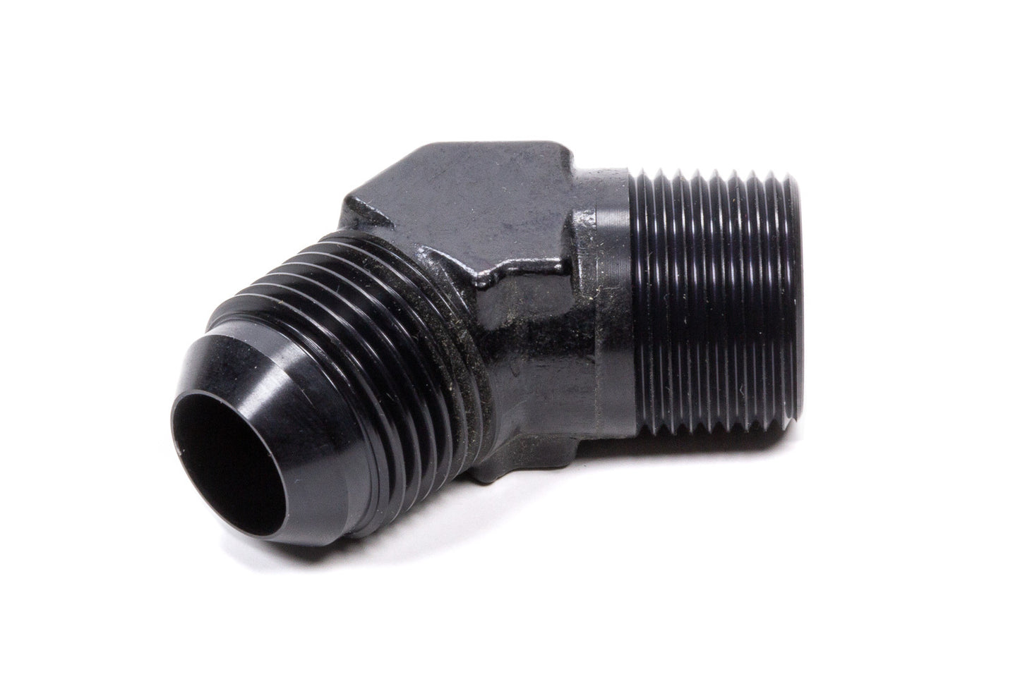 Fitting - Adapter - 45 Degree - 10 AN Male to 3/8 in NPT Male - Aluminum - Black Anodized - Each
