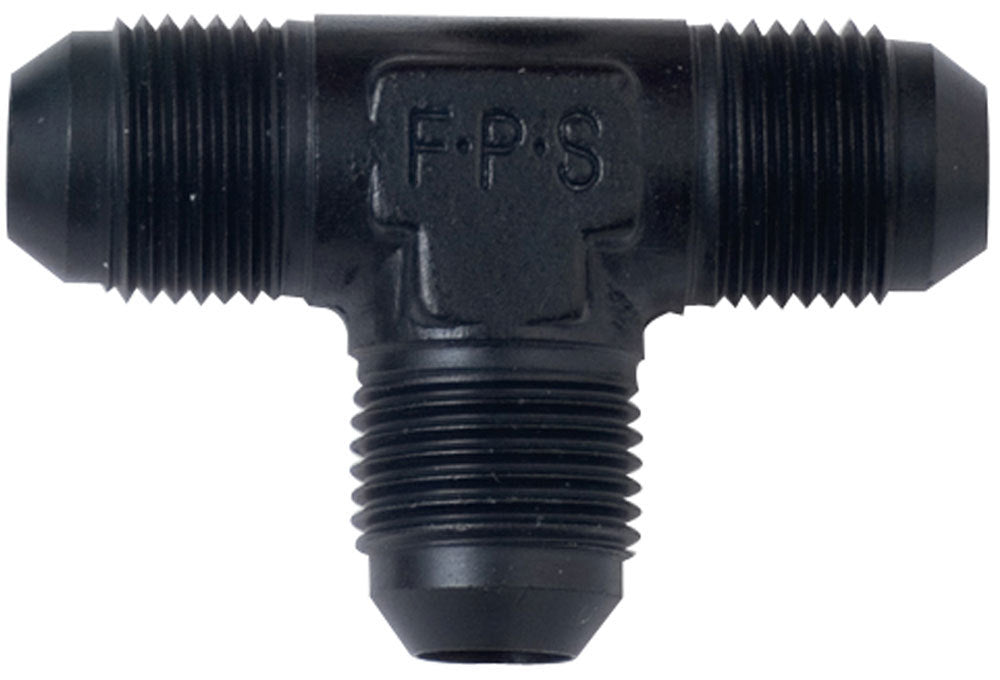Fitting - Adapter Tee - 4 AN Male x 4 AN Male x 4 AN Male - Aluminum - Black Anodized - Each