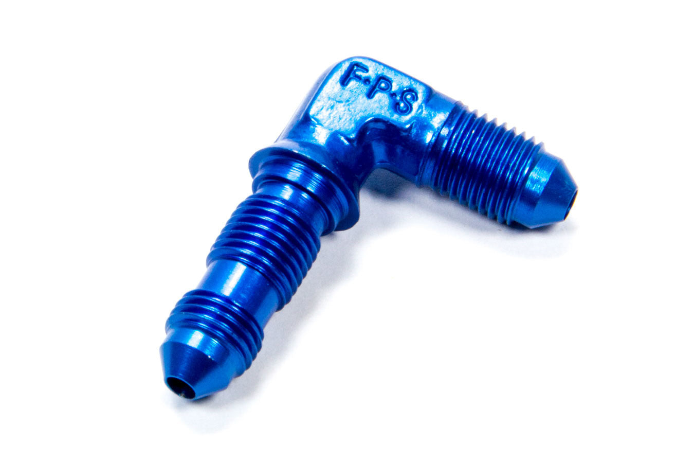 Fitting - Bulkhead - 90 Degree - 3 AN Male to 3 AN Male Bulkhead - Aluminum - Blue Anodized - Each