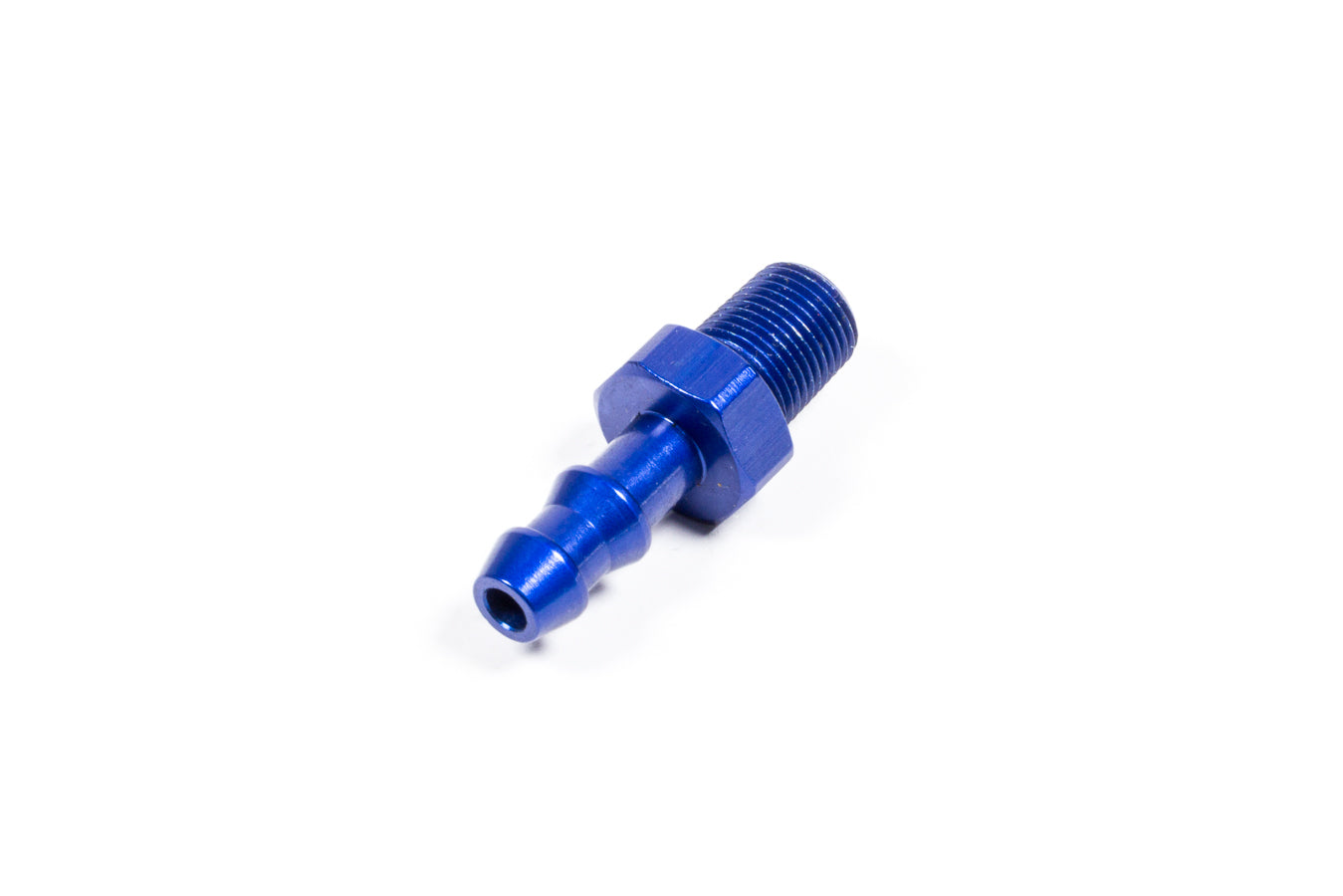 Fitting - Adapter - Straight - 1/8 in NPT Male to 1/4 in Hose Barb - Aluminum - Blue Anodized - Each