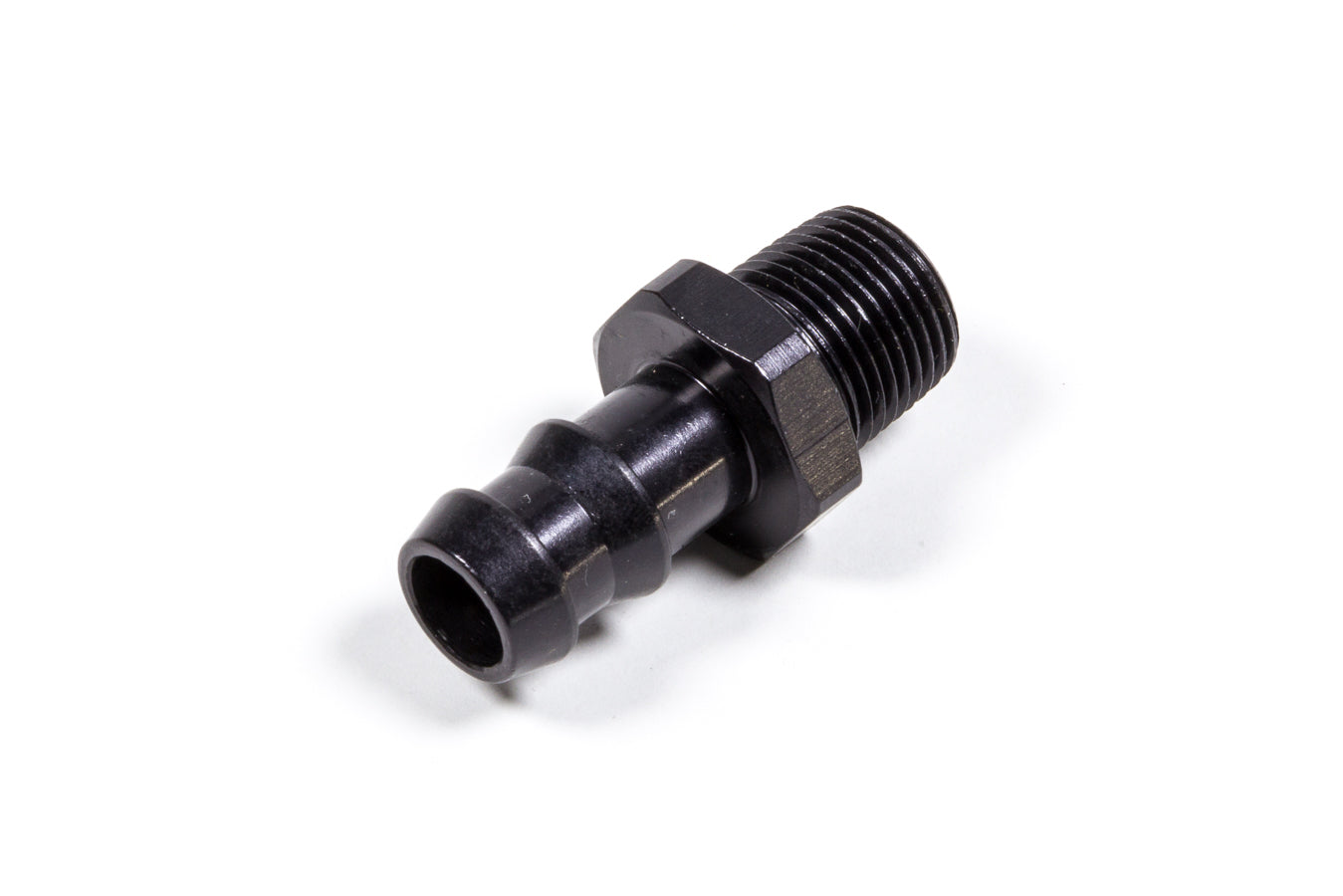 Fitting - Adapter - Straight - 3/8 in NPT Male to 1/2 in Hose Barb - Aluminum - Black Anodized - Each