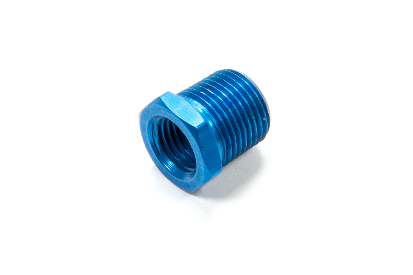 Fitting - Bushing - 1/4 in NPT Female to 3/8 in NPT Male - Aluminum - Blue Anodized - Each
