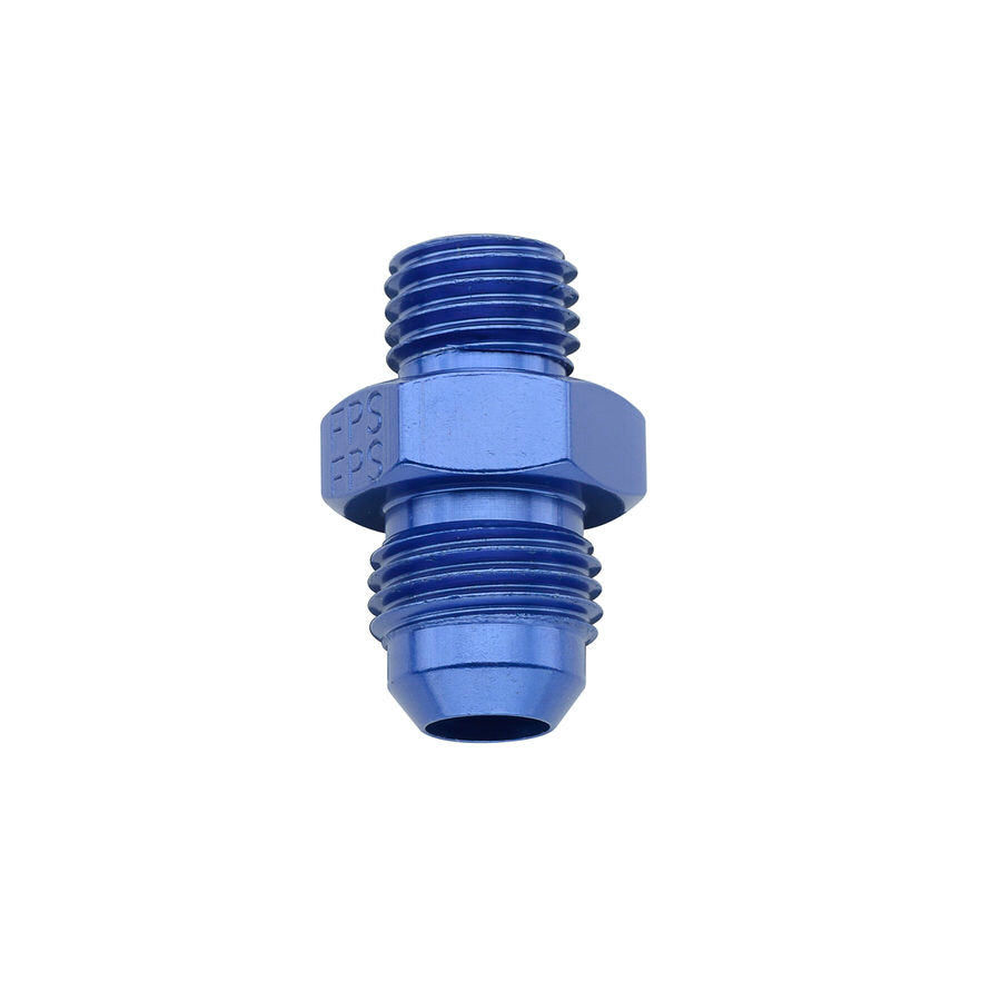 Fitting - Adapter - Straight - 6 AN Male to 12 mm x 1.25 Male - Aluminum - Blue Anodized - Each