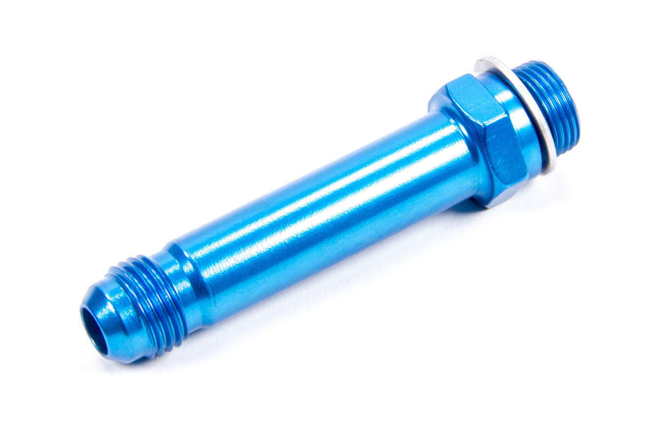 Carburetor Inlet Fitting - Straight - 6 AN Male to 9/16-24 in Male - 3 in Long - Aluminum - Blue Anodized - Each