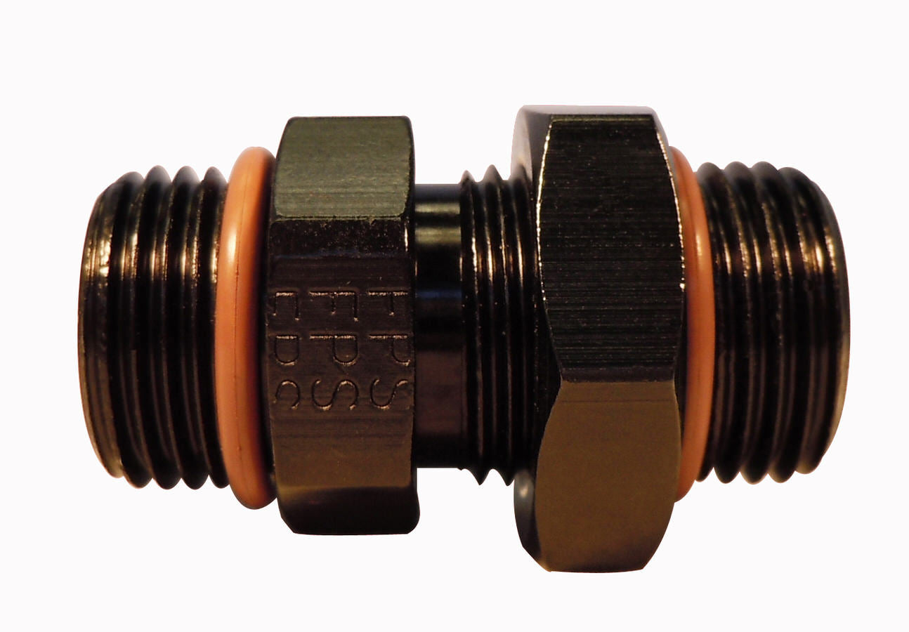 Fitting - Adapter - Straight - 12 AN Male O-Ring to 12 AN Male O-Ring - Aluminum - Black Anodized - Each