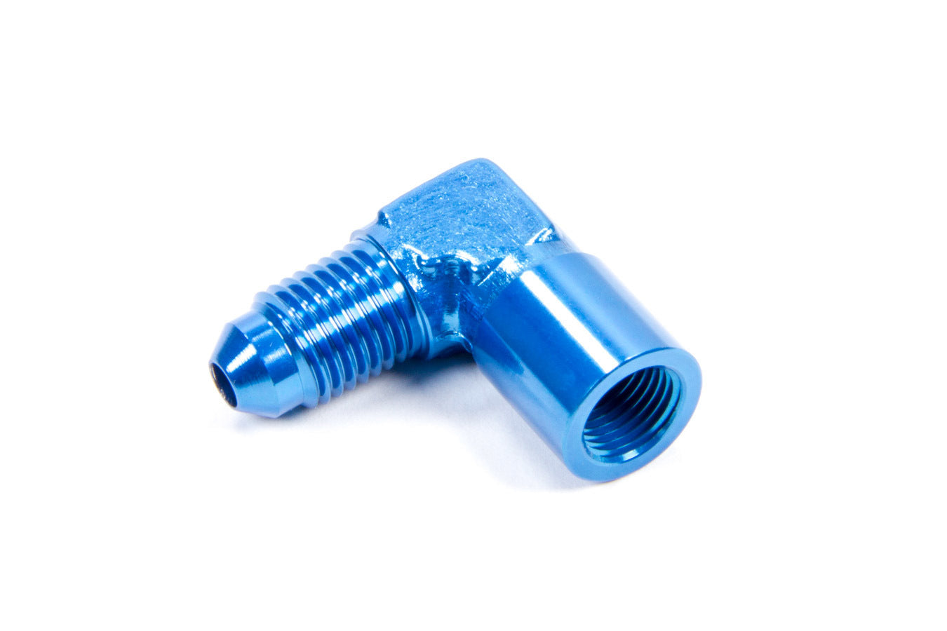 Fitting - Adapter - 90 Degree - 1/8 in NPT Female to 4 AN Male - Aluminum - Blue Anodized - Each