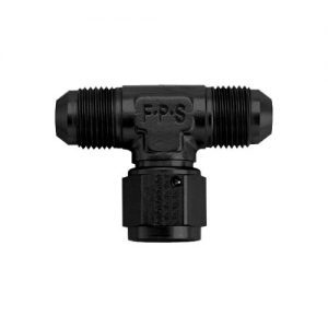 Fitting - Adapter Tee - 12 AN Female Swivel x 12 AN Male x 12 AN Male - Aluminum - Black Anodized - Each
