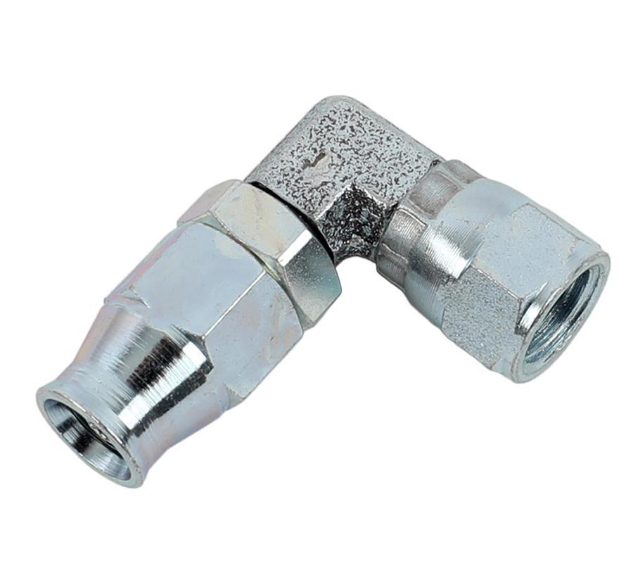 Fitting - Hose End - 6000 Series Reusable - 90 Degree - 4 AN Hose to 4 AN Female - Double Swivel - Steel - Zinc Plated - Each