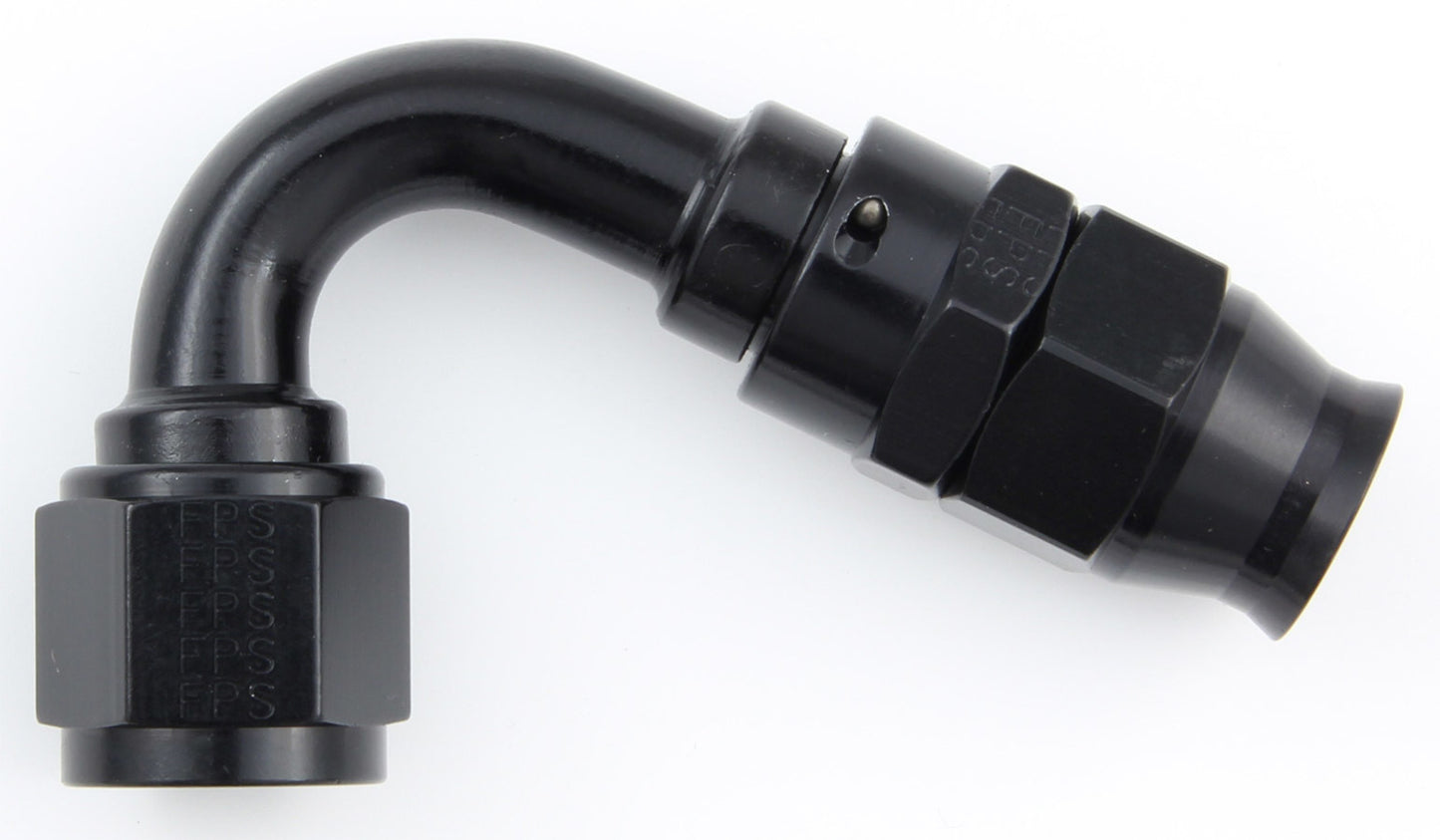 Fitting - Hose End - Real Street - PTFE Hose - 120 Degree - 6 AN Hose to 6 AN Female - Aluminum - Black Anodized - Each