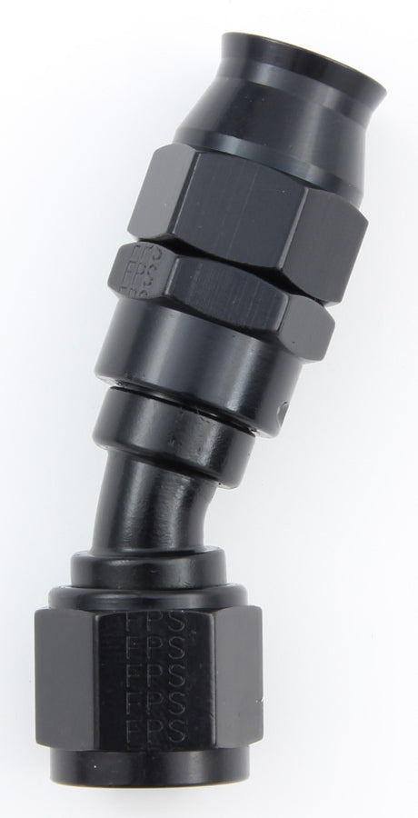 Fitting - Hose End - Real Street - PTFE Hose - 30 Degree - 6 AN Hose to 6 AN Female - Aluminum - Black Anodized - Each